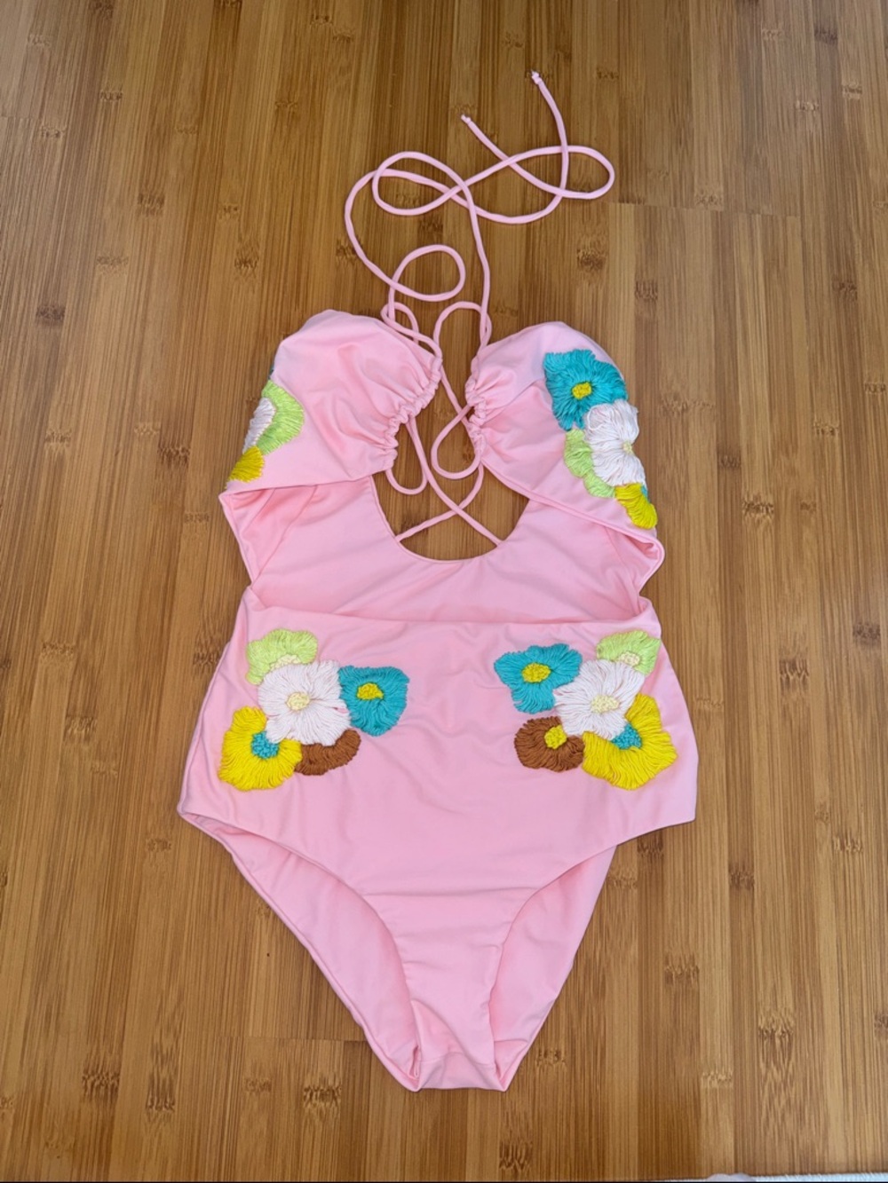Lolli Pink Floral Appliqué One-Piece Swimsuit